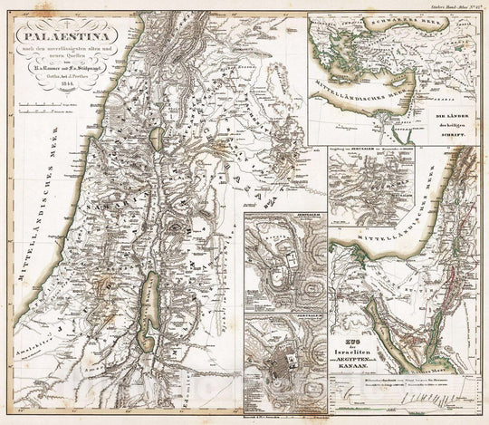 Historic Map : Israel, Sinai Peninsula 1853 Palestina. (Palestine). , Vintage Wall Art