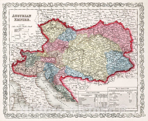 Historic Map : 1860 Austrian Empire. - Vintage Wall Art