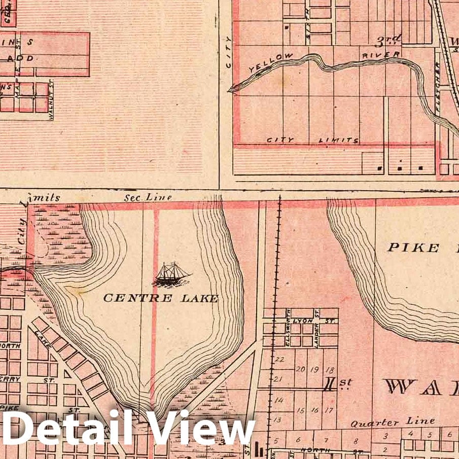 Historic Map : 1876 Plan of Warsaw (with) Pierceton, Plymouth. - Vintage Wall Art