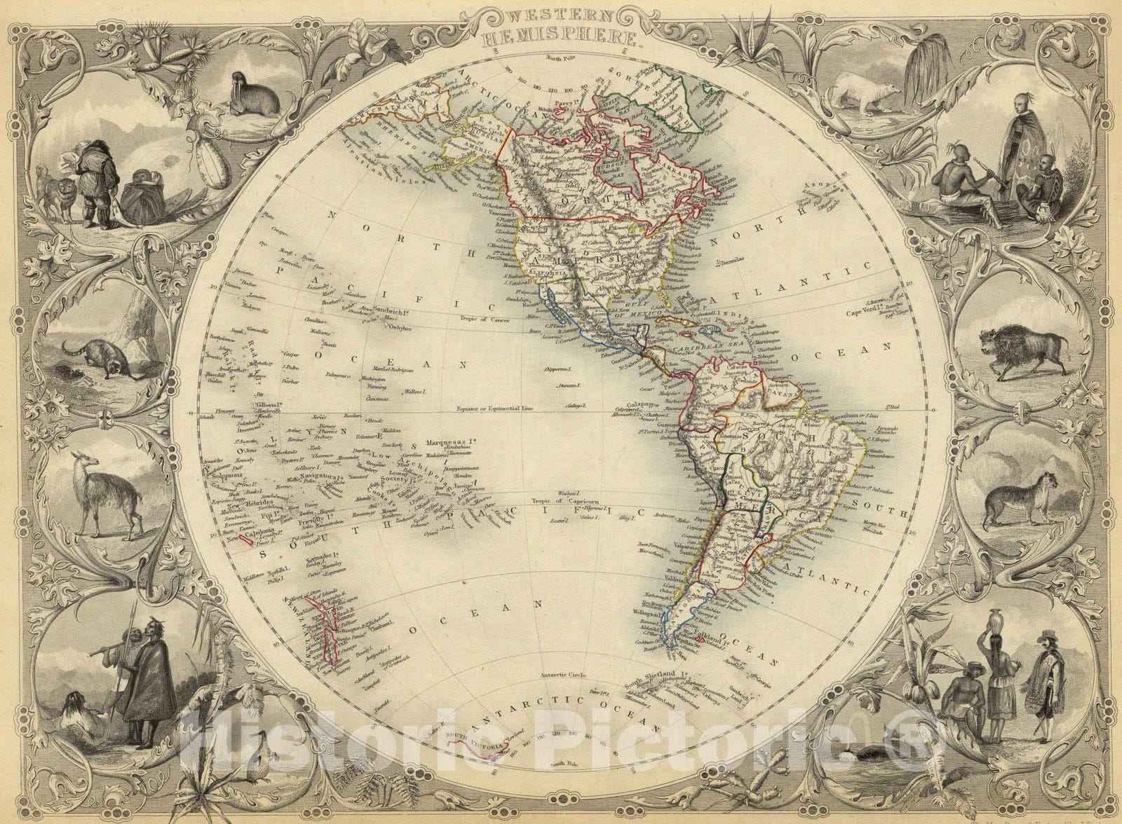 Historic Map : 1851 Western Hemisphere. - Vintage Wall Art – Historic ...