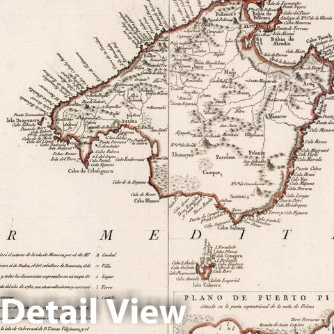 Historic Map : Spain, Balearic Islands , Spain 1772 82-83. Mapa geografico y general de las Islas Baleares y Pithyusas , Vintage Wall Art