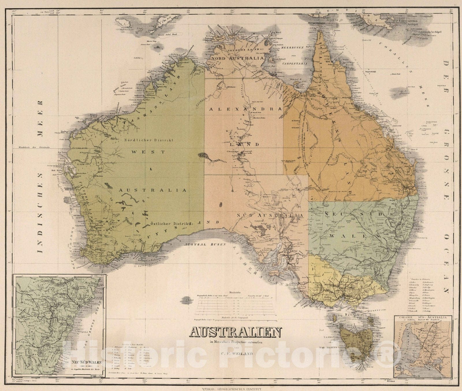 Historic Map : 1886 Australia. v1 - Vintage Wall Art
