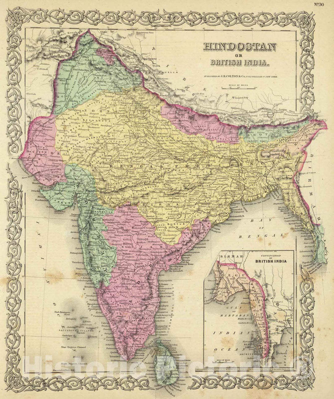 Historic Map : India, 1856 Hindostan Or British India. , Vintage Wall ...