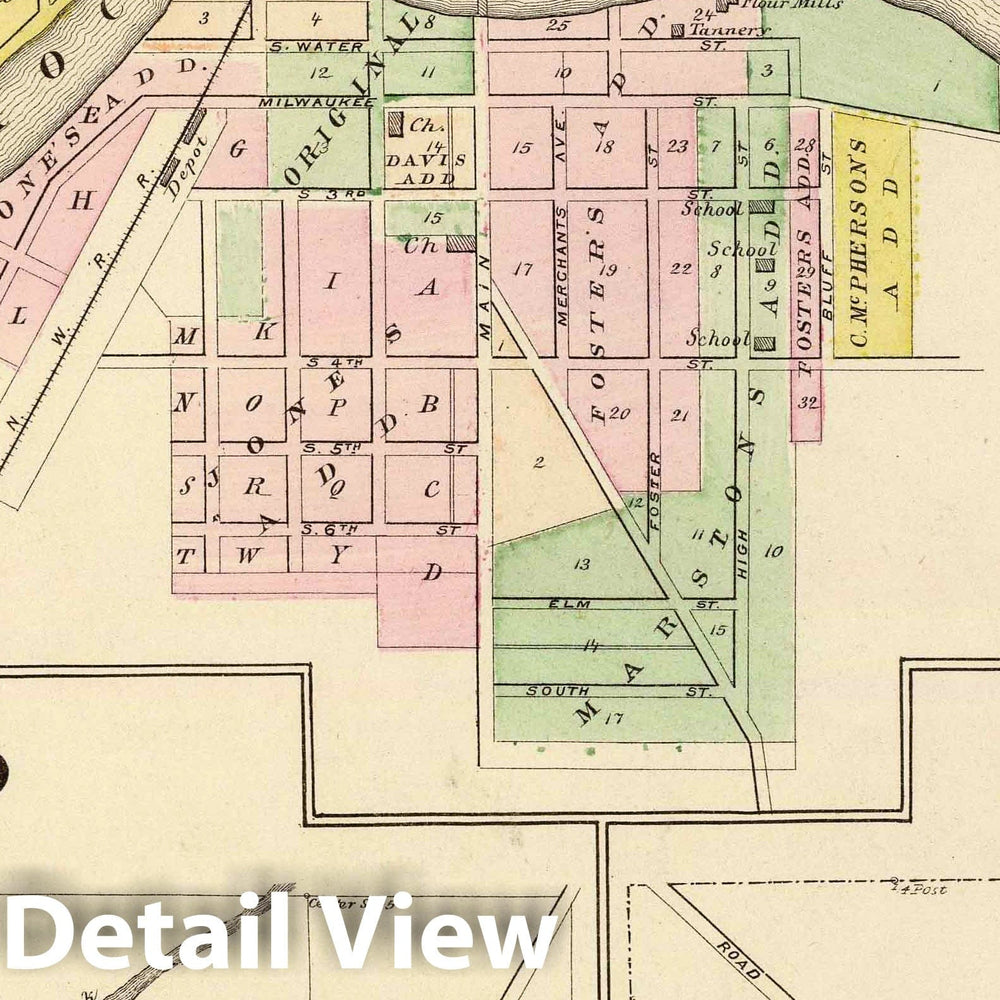 Historic Map : 1878 Fort Atkinson, Waterloo and Palmyra, Jefferson Co. - Vintage Wall Art