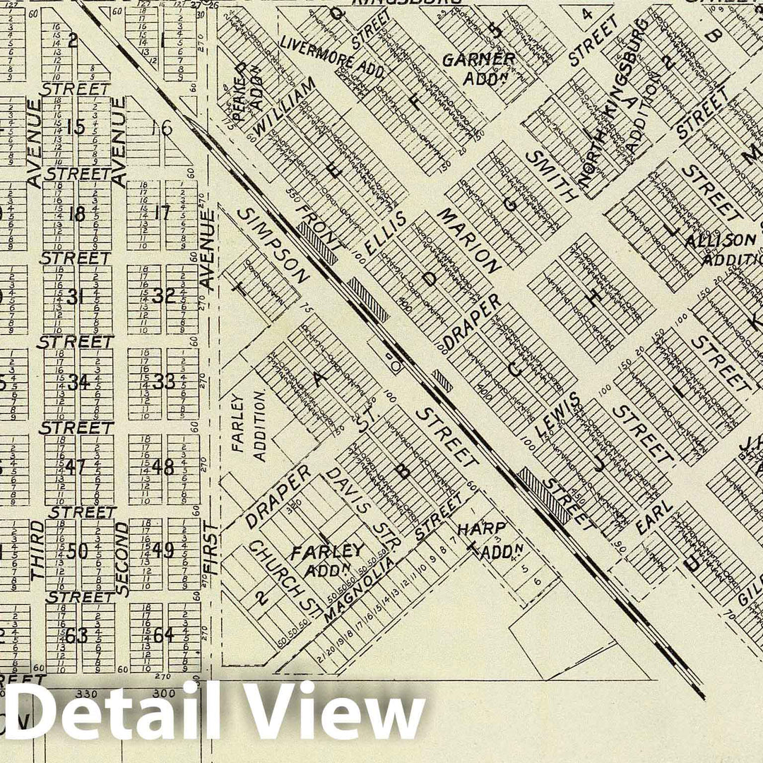 Historic Map : 1891 Kingsburg, Calif. - Vintage Wall Art