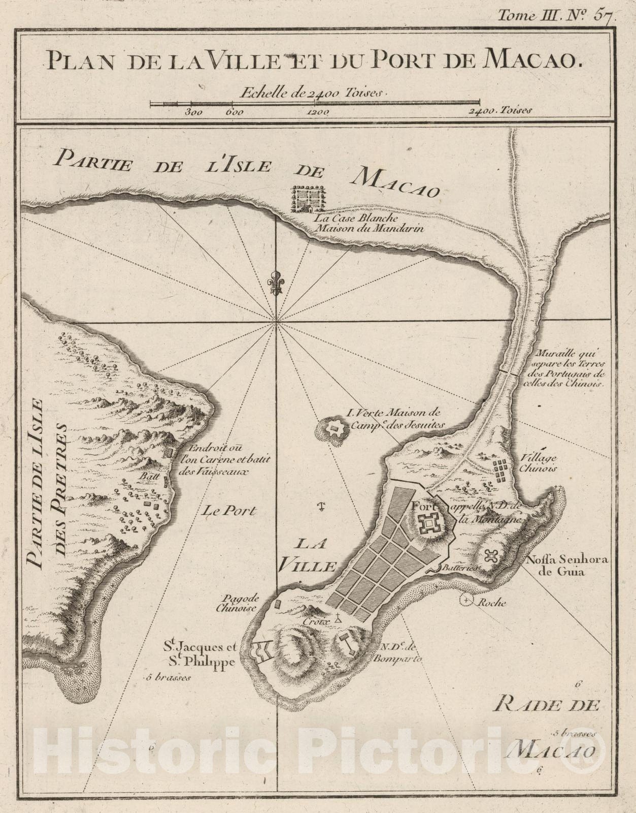 Historic Map : China, 1764 Plan de la Ville et du Port de Macao , Vintage Wall Art