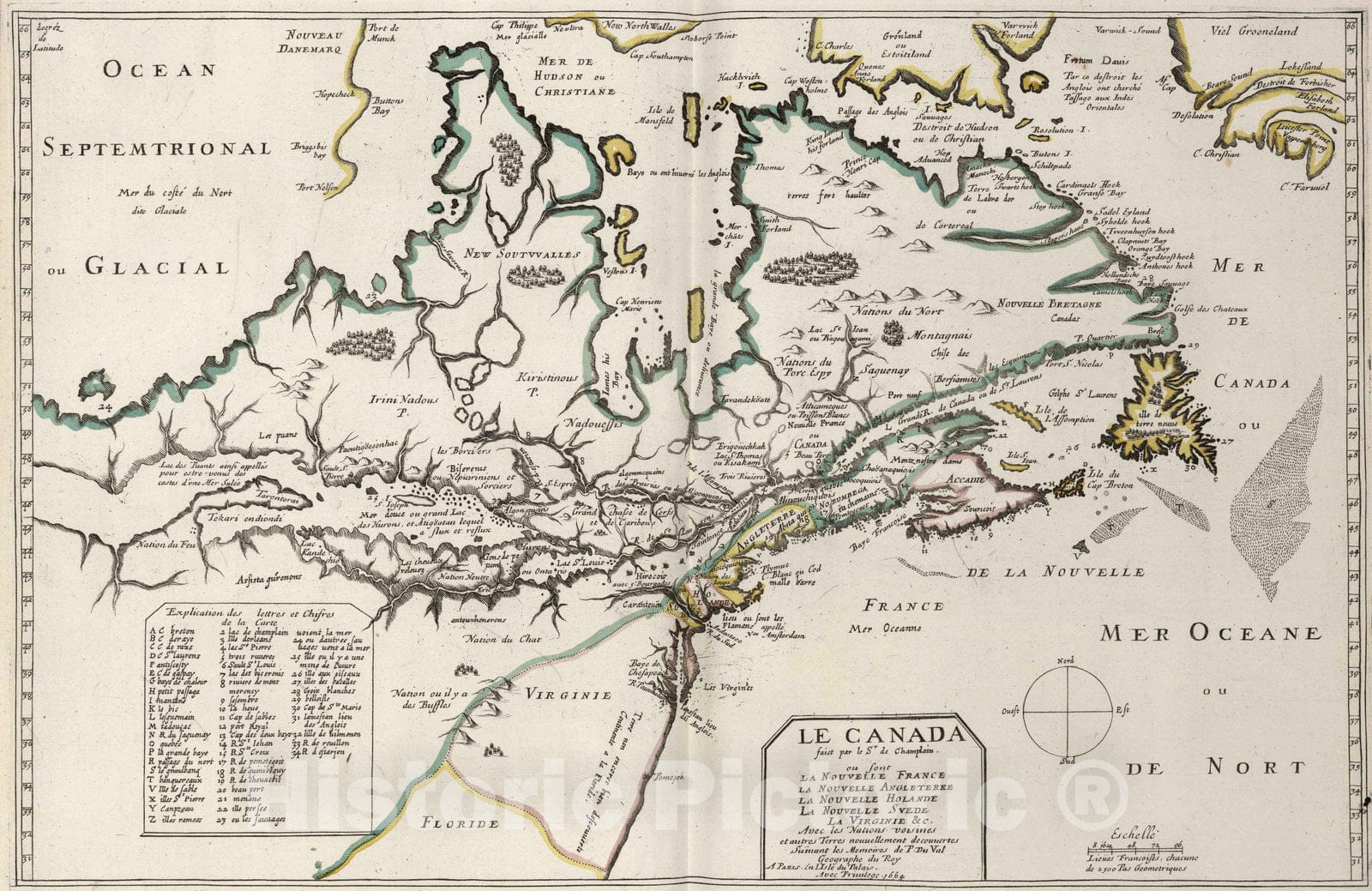 Historic Map : Canada, 1664 Le Canada. , Vintage Wall Art