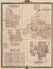 Historic Map : 1875 Plans of Monticello, Manchester, Missouri Valley, Mount Ayr and Anamosa. - Vintage Wall Art