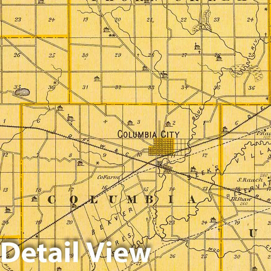 Historic Map : 1876 Map of Whitley County. - Vintage Wall Art