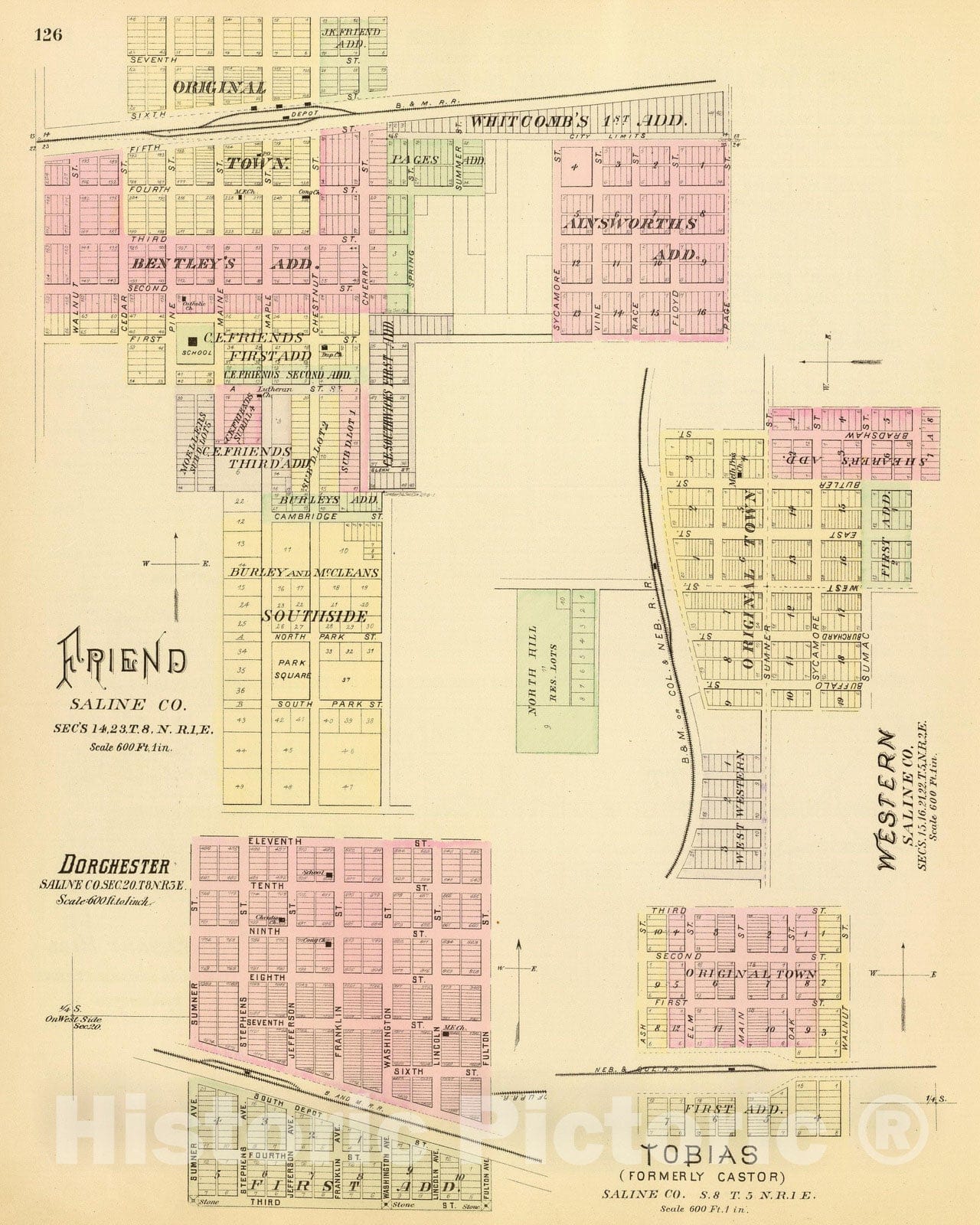 Historic Map : 1885 Friend. - Vintage Wall Art