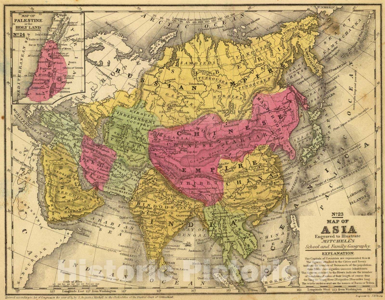 Historic Map : School Atlas - 1847 Asia. - Vintage Wall Art
