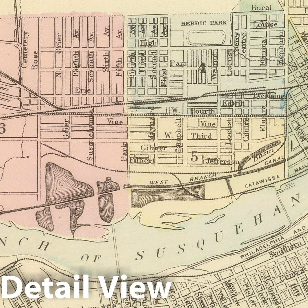 Historic Map : 1884 Harrisburg, Williamsport, Erie, Scranton. - Vintage Wall Art