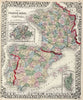 Historic Map : 1874 Map of France and Portugal - Vintage Wall Art