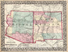 Historic Map - World Atlas - 1877 County map of Arizona and New Mexico - Vintage Wall Art