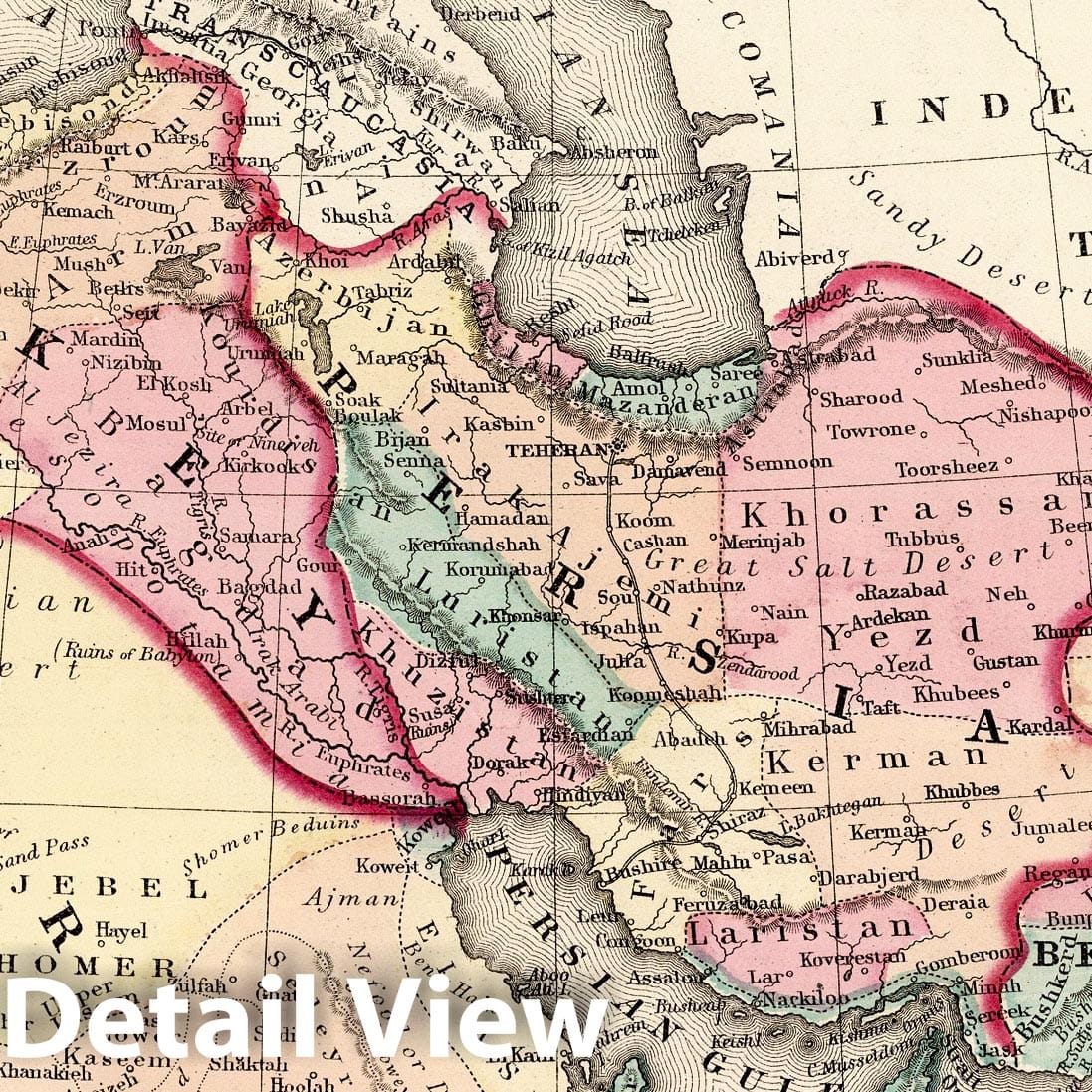 Historic Map : 1877 Map of Persia, Arabia, Turkey in Asia, Afghanistan, Beloochistan - Vintage Wall Art