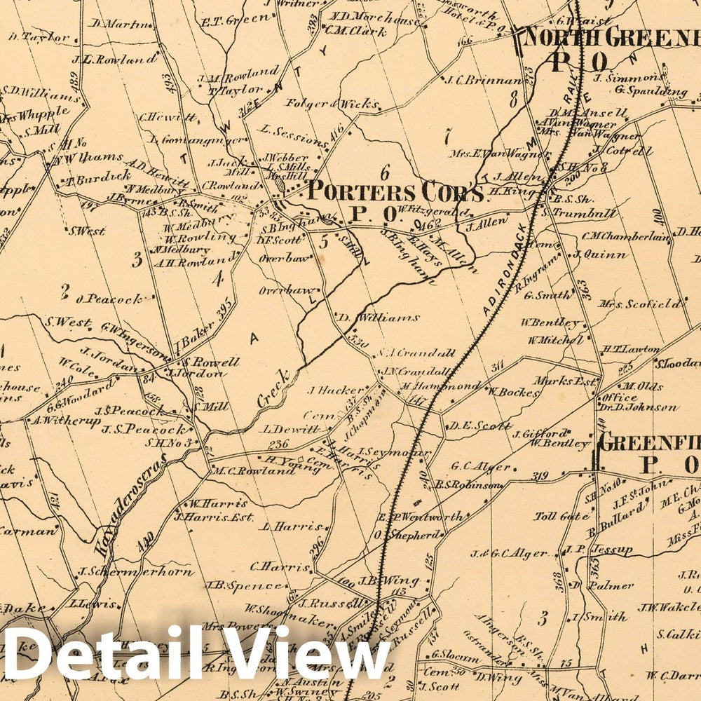 Historic Map : 1866 Greenfield, Saratoga County, New York. - Vintage Wall Art