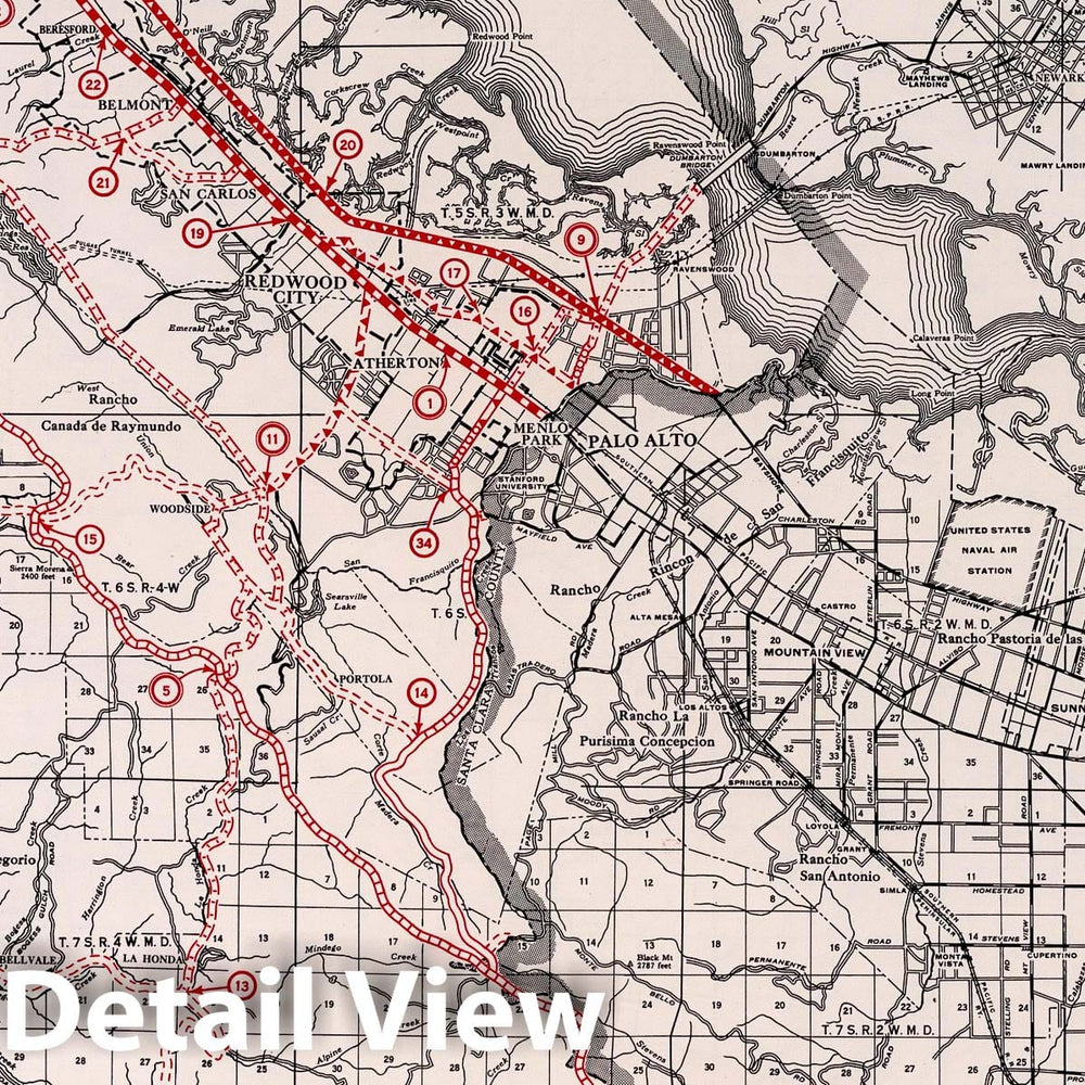 Historic Map : 1935 San Mateo County. - Vintage Wall Art