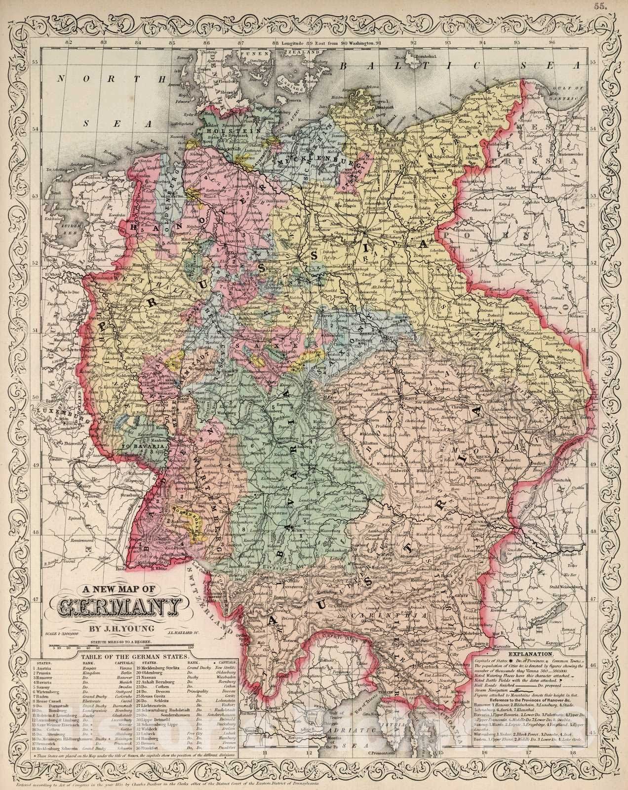 Historic Map : 1859 Germany. v2 - Vintage Wall Art