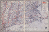 Historic Map : National Atlas - 1939 Rand McNally Road map: Connecticut, Massachusetts, Rhode Island - Vintage Wall Art