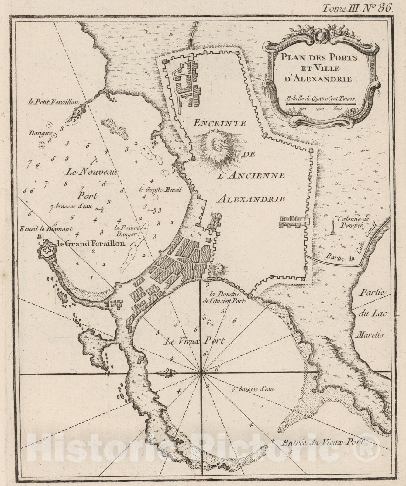 Historic Map : Egypt , Alexandria (Egypt), Mediterranean Sea, Africa 1764 Plan des Ports et Ville d'Alexandrie , Vintage Wall Art