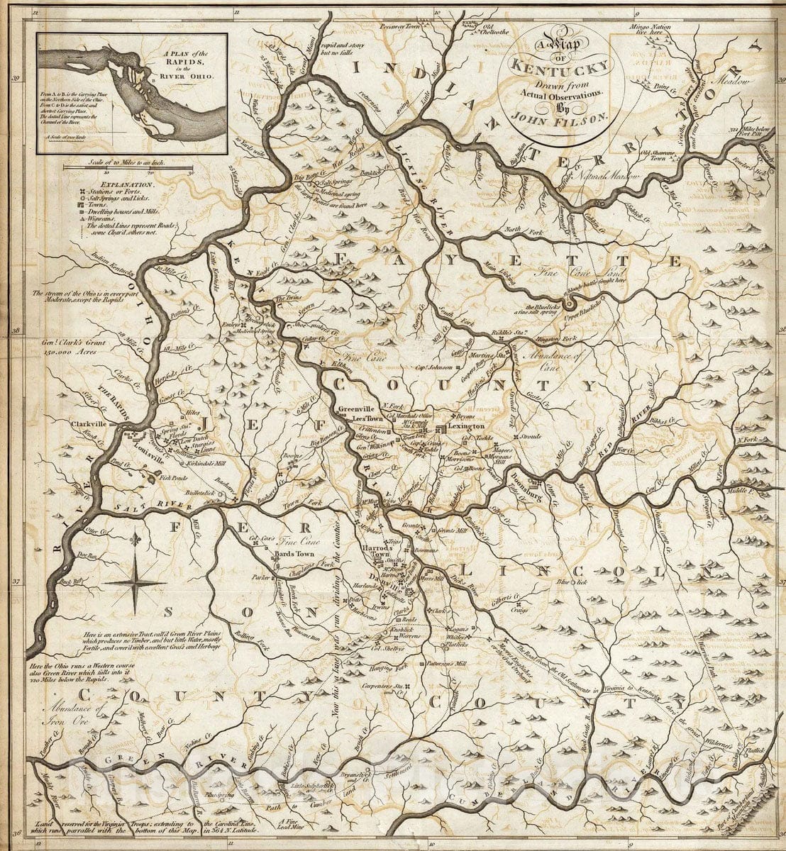 Historic Map : Geography Book - 1794 Kentucky. - Vintage Wall Art