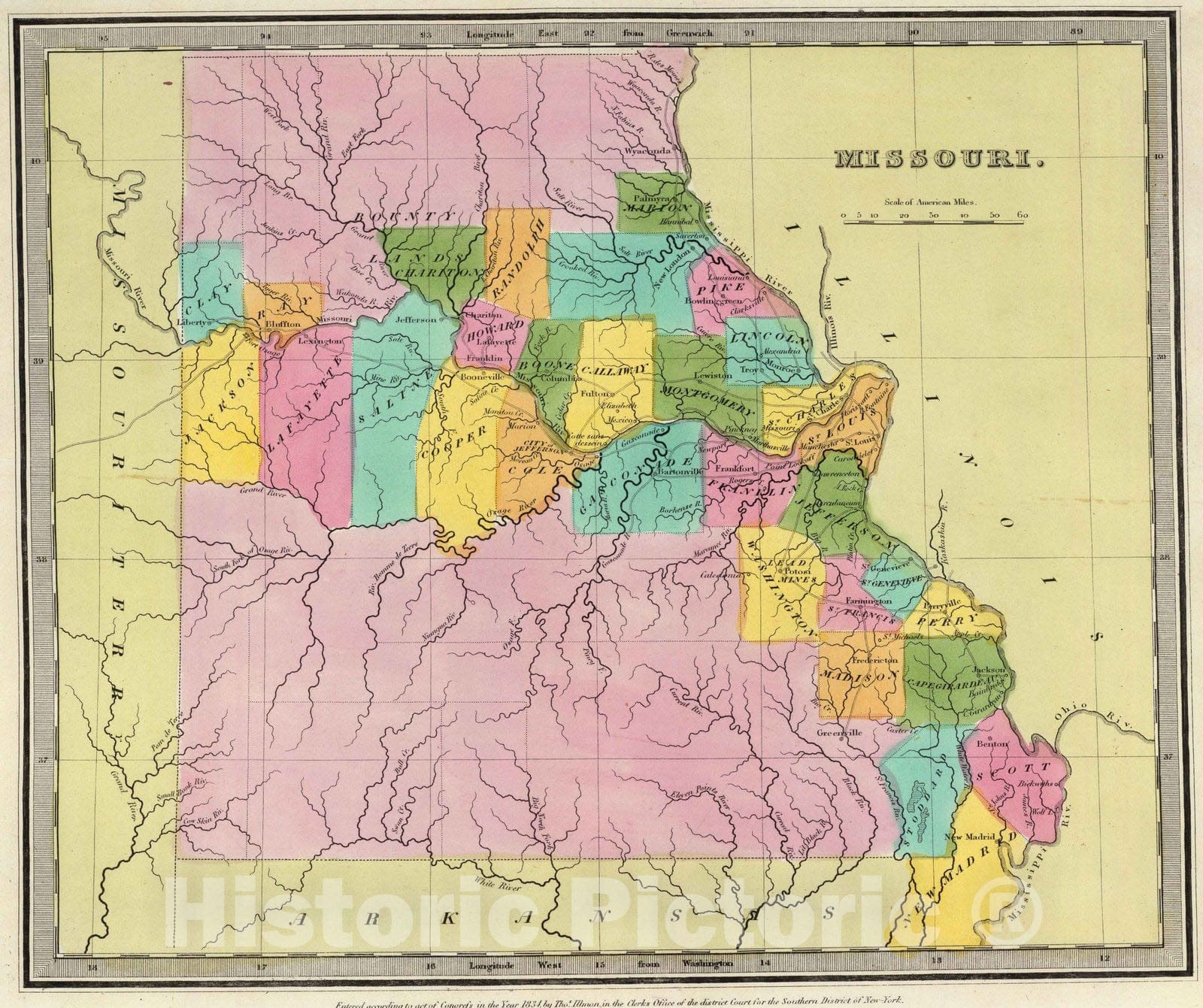 Historic Map : 1835 Missouri. - Vintage Wall Art