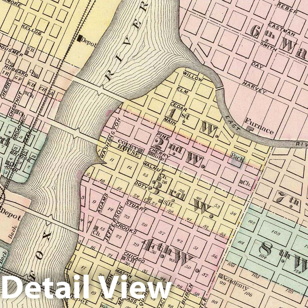 Historic Map : 1878 City of Ft. Howard, City of Green Bay. v2 - Vintage Wall Art