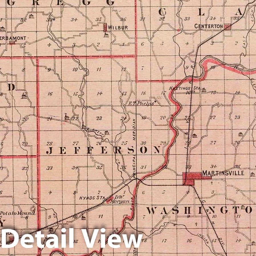 Historic Map : 1876 Map of Morgan County (with) Mooresville, Martinsville. - Vintage Wall Art