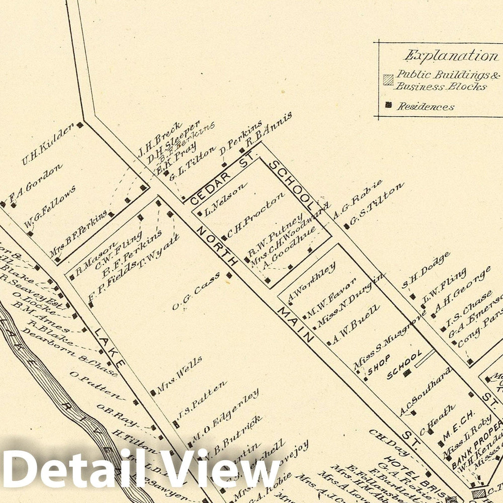 Historic Map : Bristol (N.H.), New Hampshire, 1892 Bristol P.O. , Vintage Wall Art