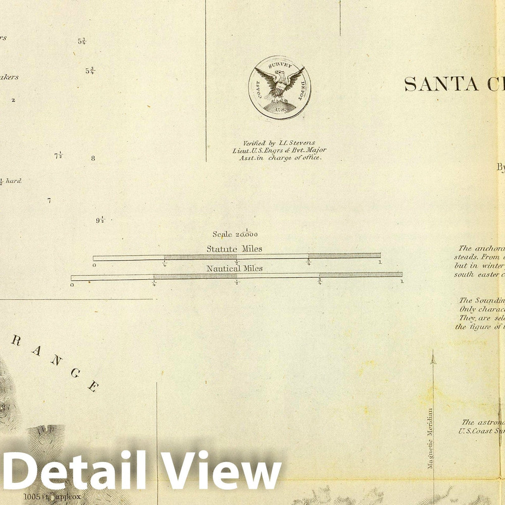 Historic Map : Santa Cruz (Calif), California, San Simeon Bay (Calif) 1852 Santa Cruz, San Simeon, Coxo, San Luis Obispo. , Vintage Wall Art