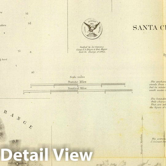 Historic Map : Santa Cruz (Calif), California, San Simeon Bay (Calif) 1852 Santa Cruz, San Simeon, Coxo, San Luis Obispo. , Vintage Wall Art