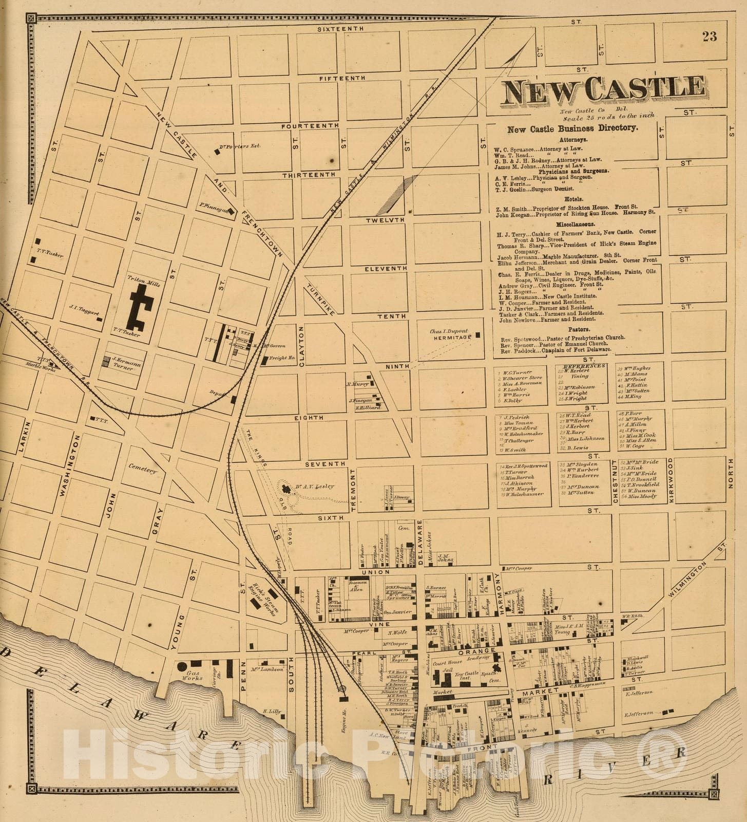 Historic Map : 1868 New Castle. - Vintage Wall Art