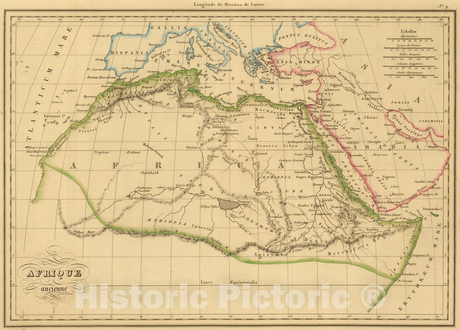 Historic Map : Morocco; Saudi Arabia, Mediterranean 1837 Afrique Ancienne. , Vintage Wall Art