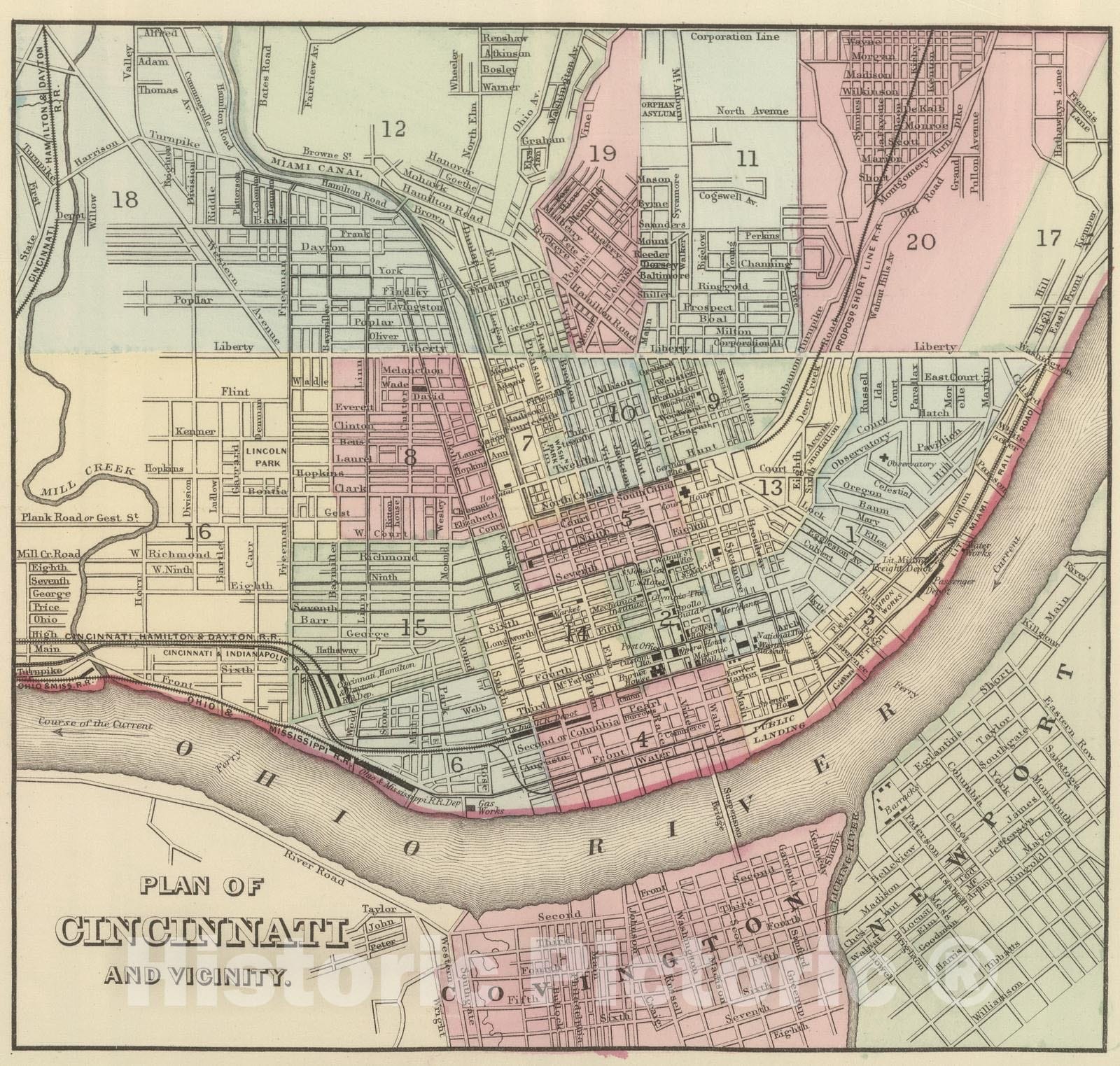 Historic Map : 1884 Cincinnati. - Vintage Wall Art