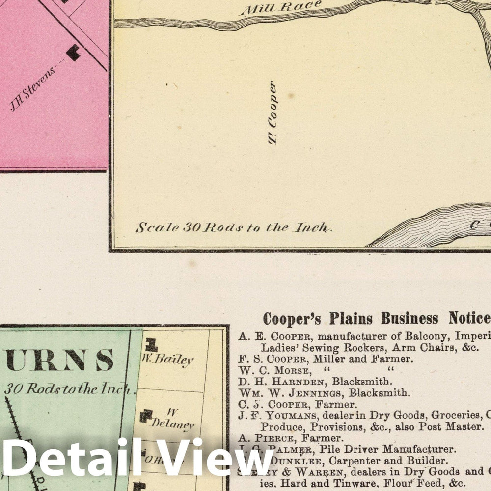 Historic Map : 1873 Rogersville. Coopers Plains. Burns. Gang Mills. - Vintage Wall Art