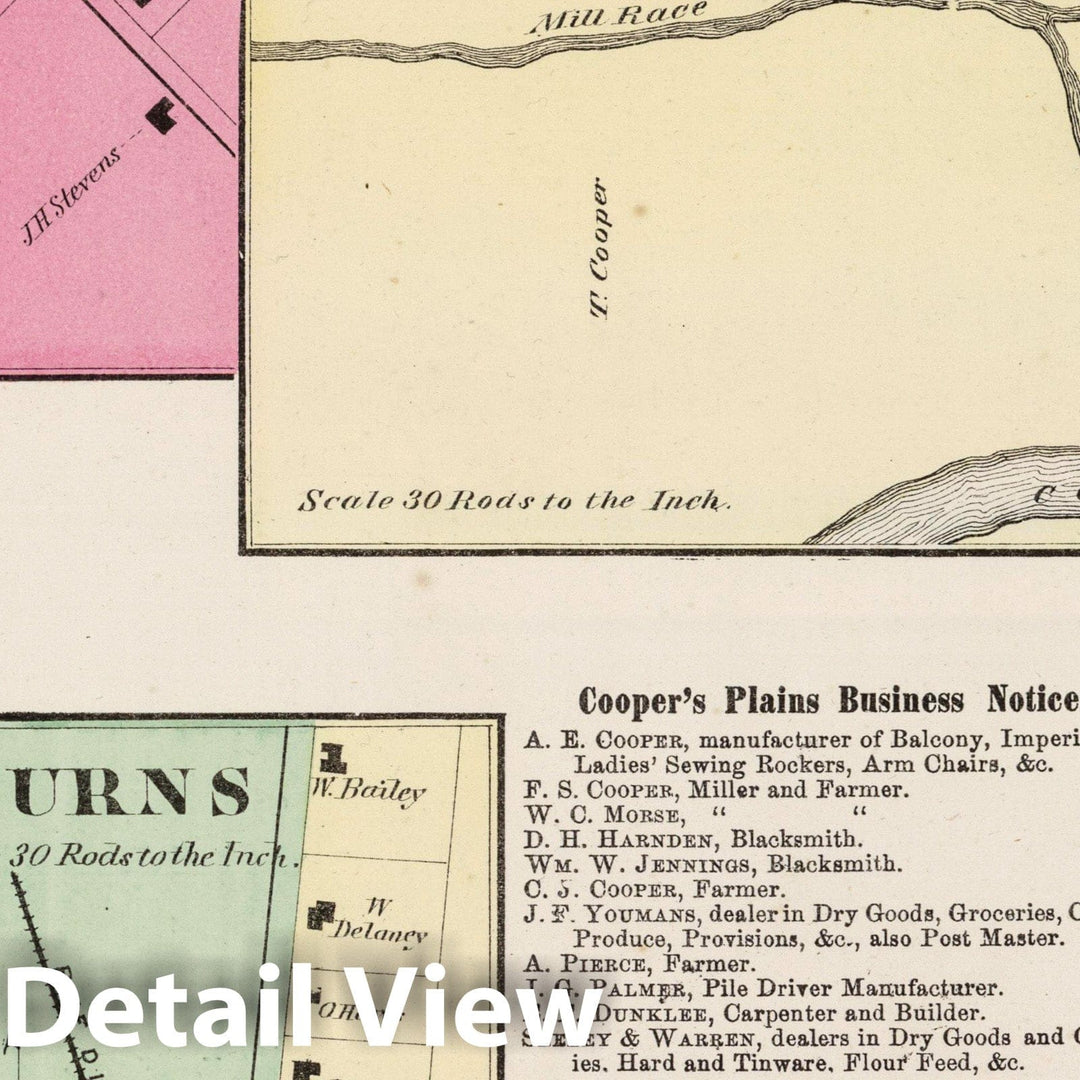 Historic Map : 1873 Rogersville. Coopers Plains. Burns. Gang Mills. - Vintage Wall Art