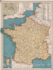 Historic Map : 1939 Rand McNally Popular map of France - Vintage Wall Art
