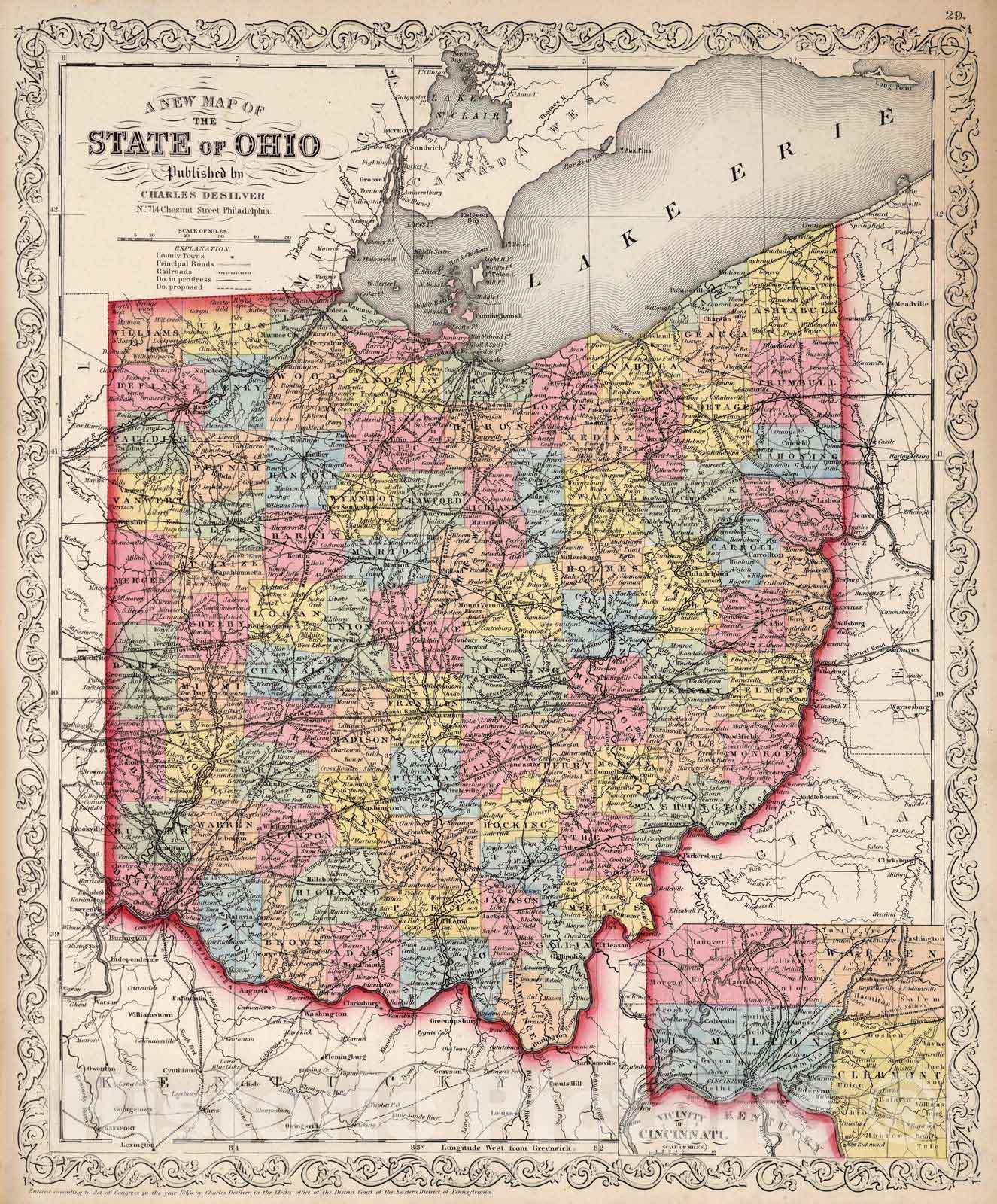 Historic Map : 1860 Ohio. - Vintage Wall Art