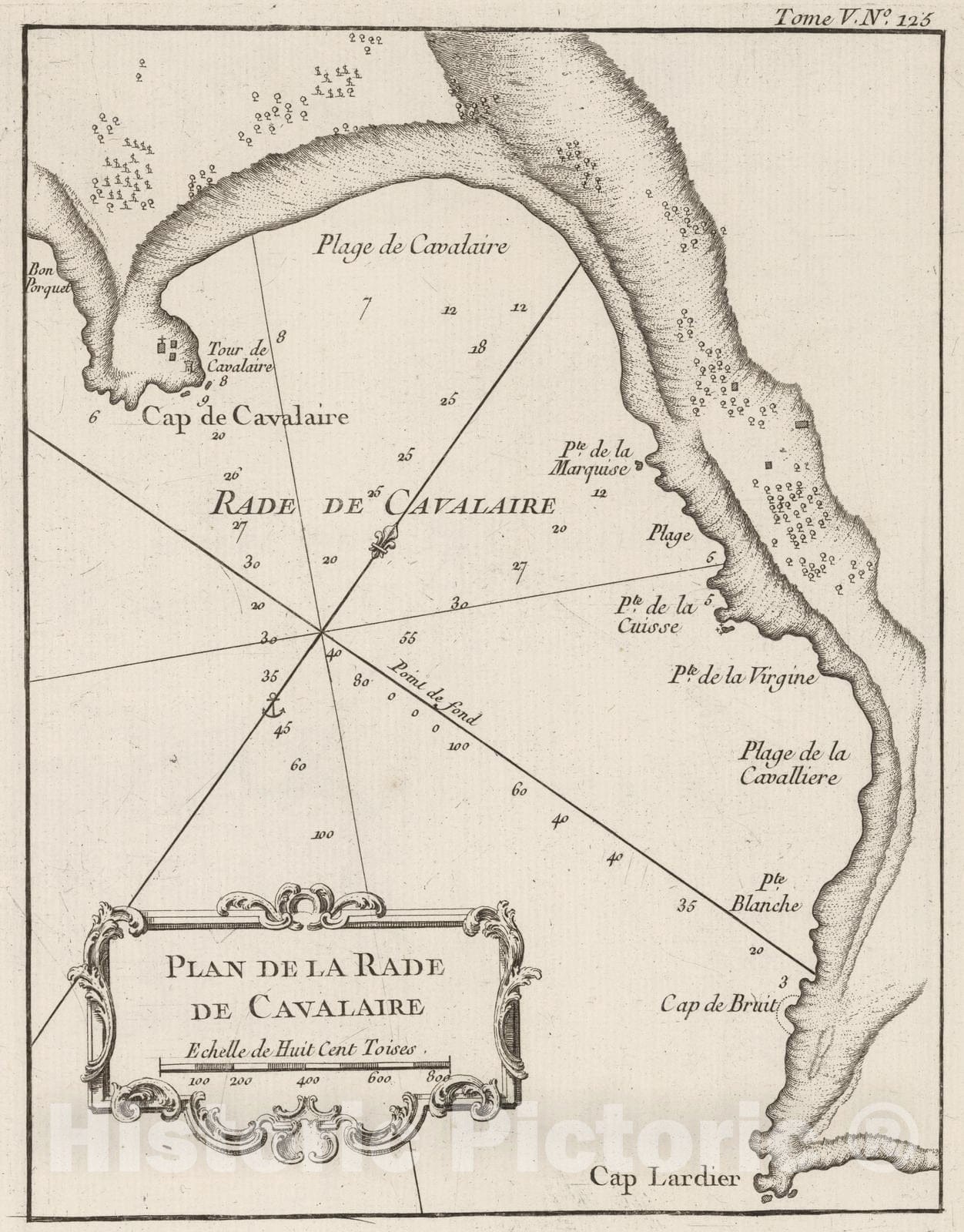 Historic Map : France , Cavalaire France, Provence 1764 Plan de la rade de Cavalaire. , Vintage Wall Art