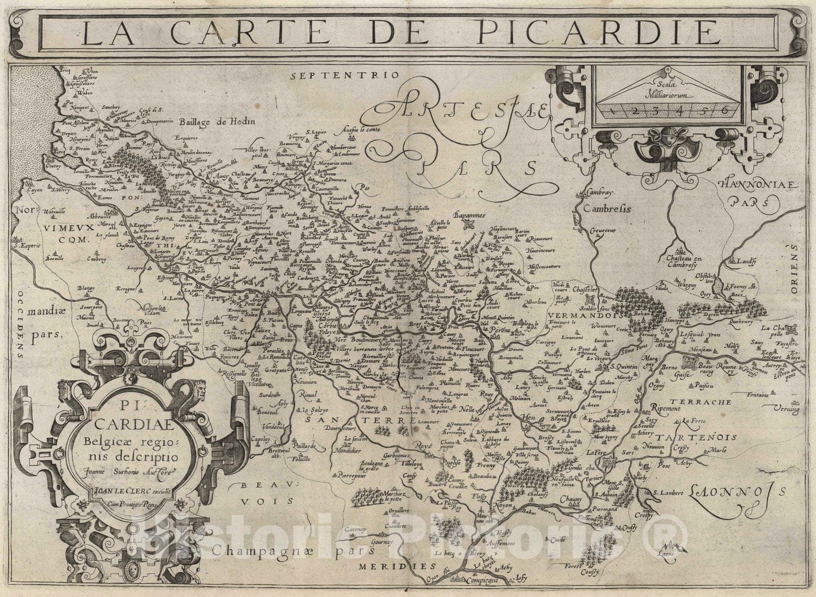 Historic Map : Picardy , France 1632 La Carte de Picardie. , Vintage Wall Art