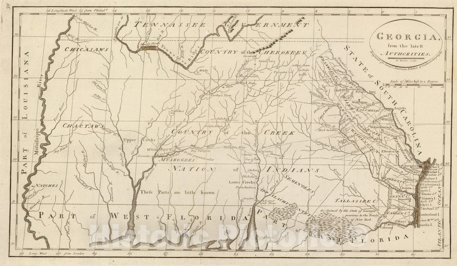 Historic Map : 1811 Georgia. - Vintage Wall Art