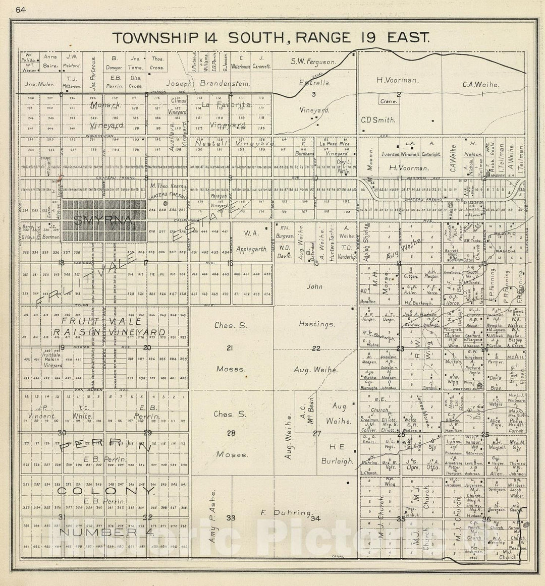 Historic Map : 1891 R.19E T.14S. - Vintage Wall Art