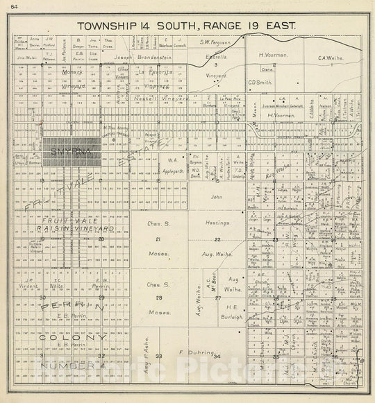 Historic Map : 1891 R.19E T.14S. - Vintage Wall Art