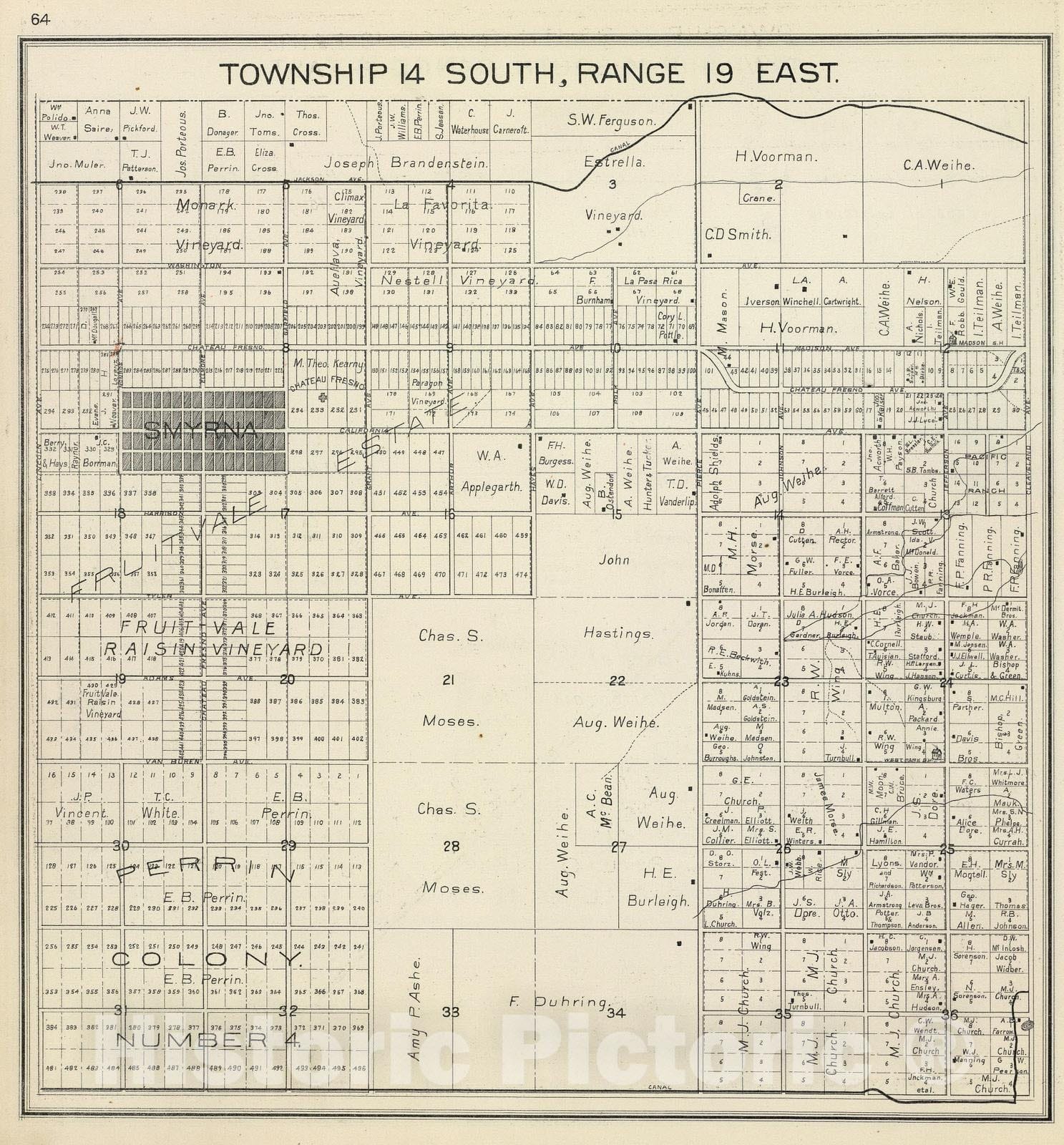 Historic Map : 1891 R.19E T.14S. - Vintage Wall Art
