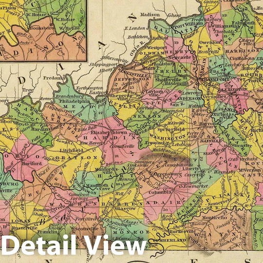 Historic Map : 1836 New Map Of Kentucky. - Vintage Wall Art