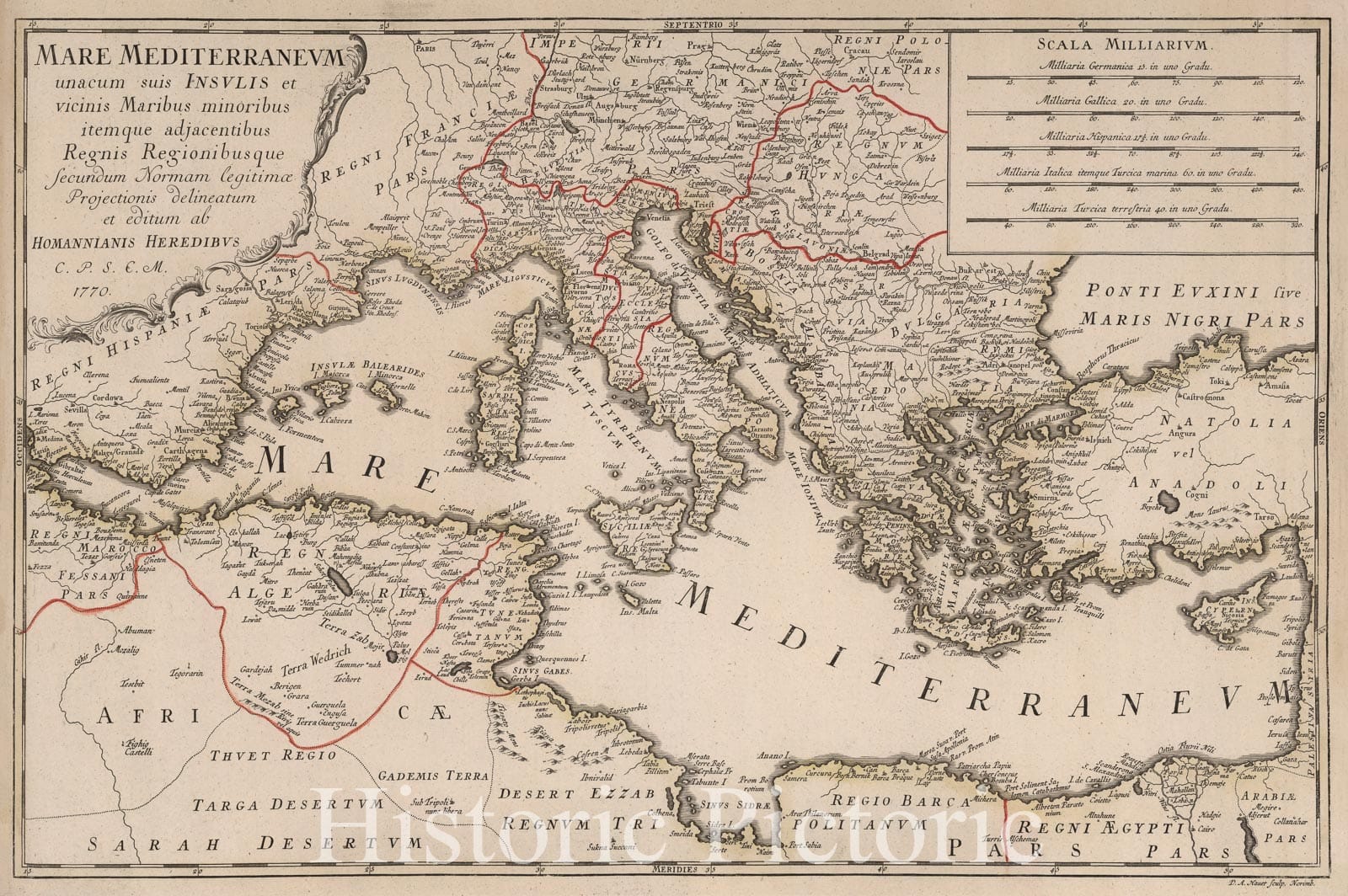 Historic Map : Mediterranean Sea 1770 Mare Mediterraneum. , Vintage Wall Art