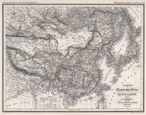 Historic Map : China, 1834 52. Carte de l'Empire de la Chine et du Japan. , Vintage Wall Art