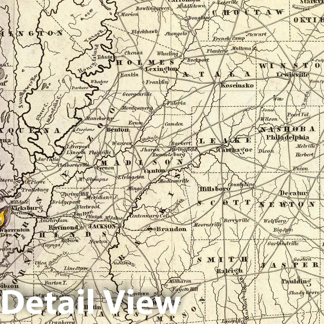 Historic Map : 1852 Mississippi. - Vintage Wall Art