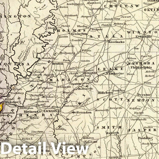 Historic Map : 1852 Mississippi. - Vintage Wall Art