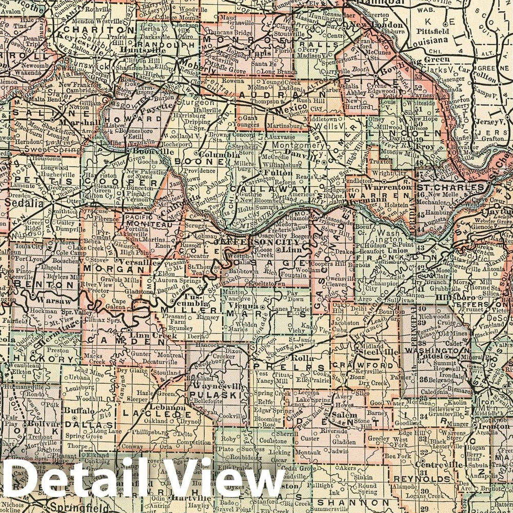 Historic Map : 1891 Map of Missouri. 79 - Vintage Wall Art